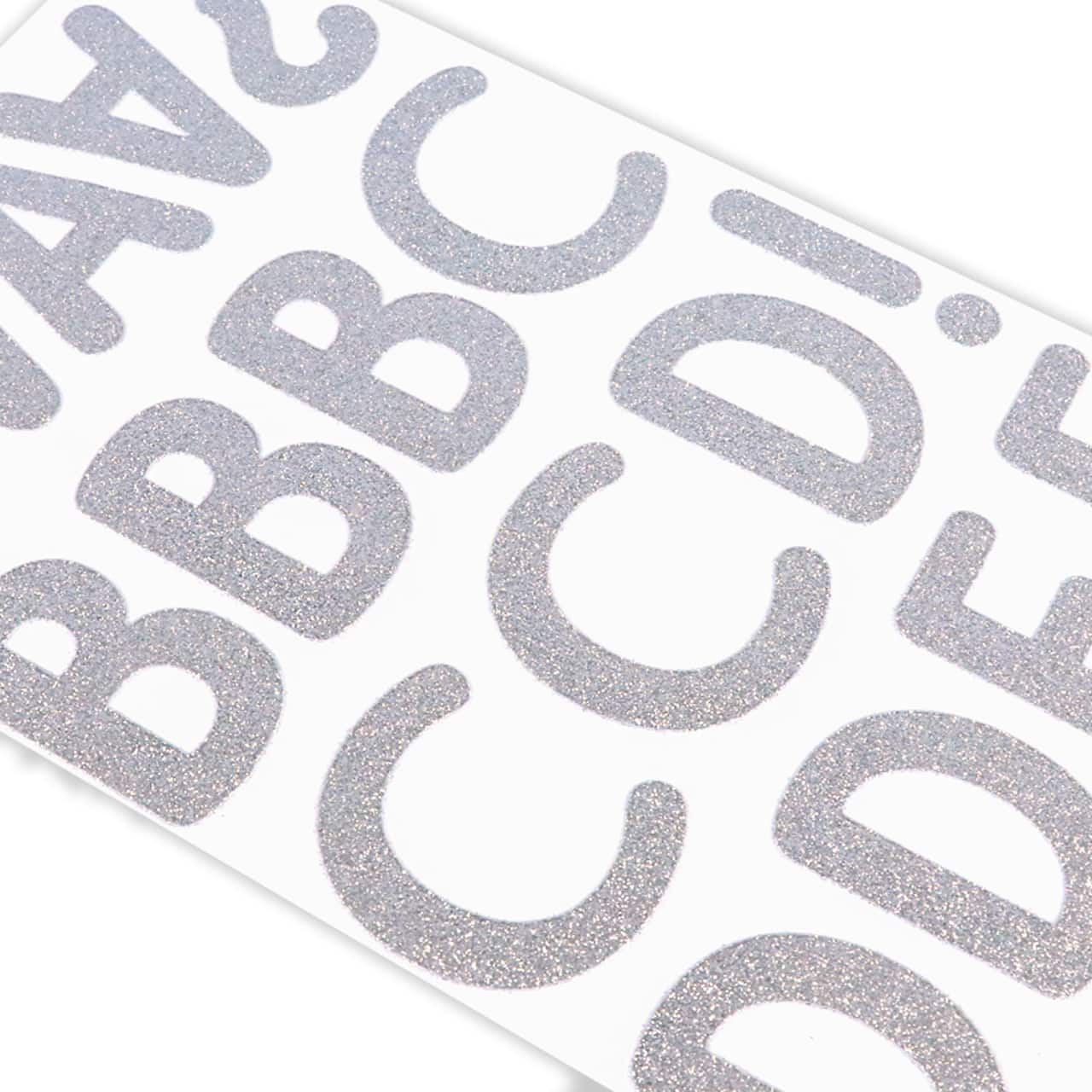 12 Pack: 2.25" Silver Glitter Alphabet Stickers by Recollections™